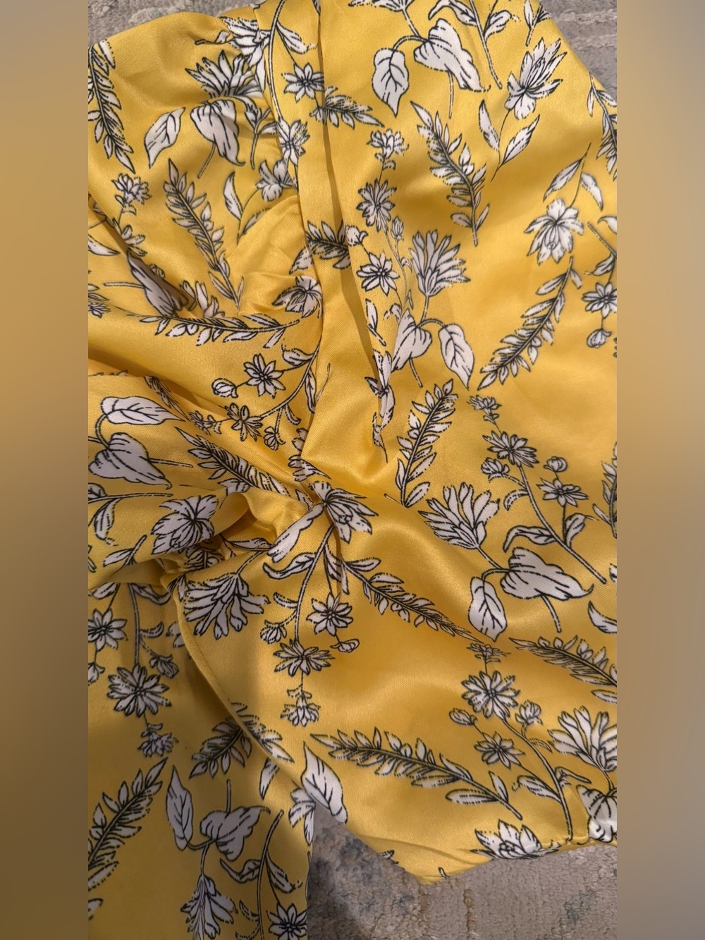 One-Shoulder Yellow Floral Ruffle Dress - Picture 2 of 3